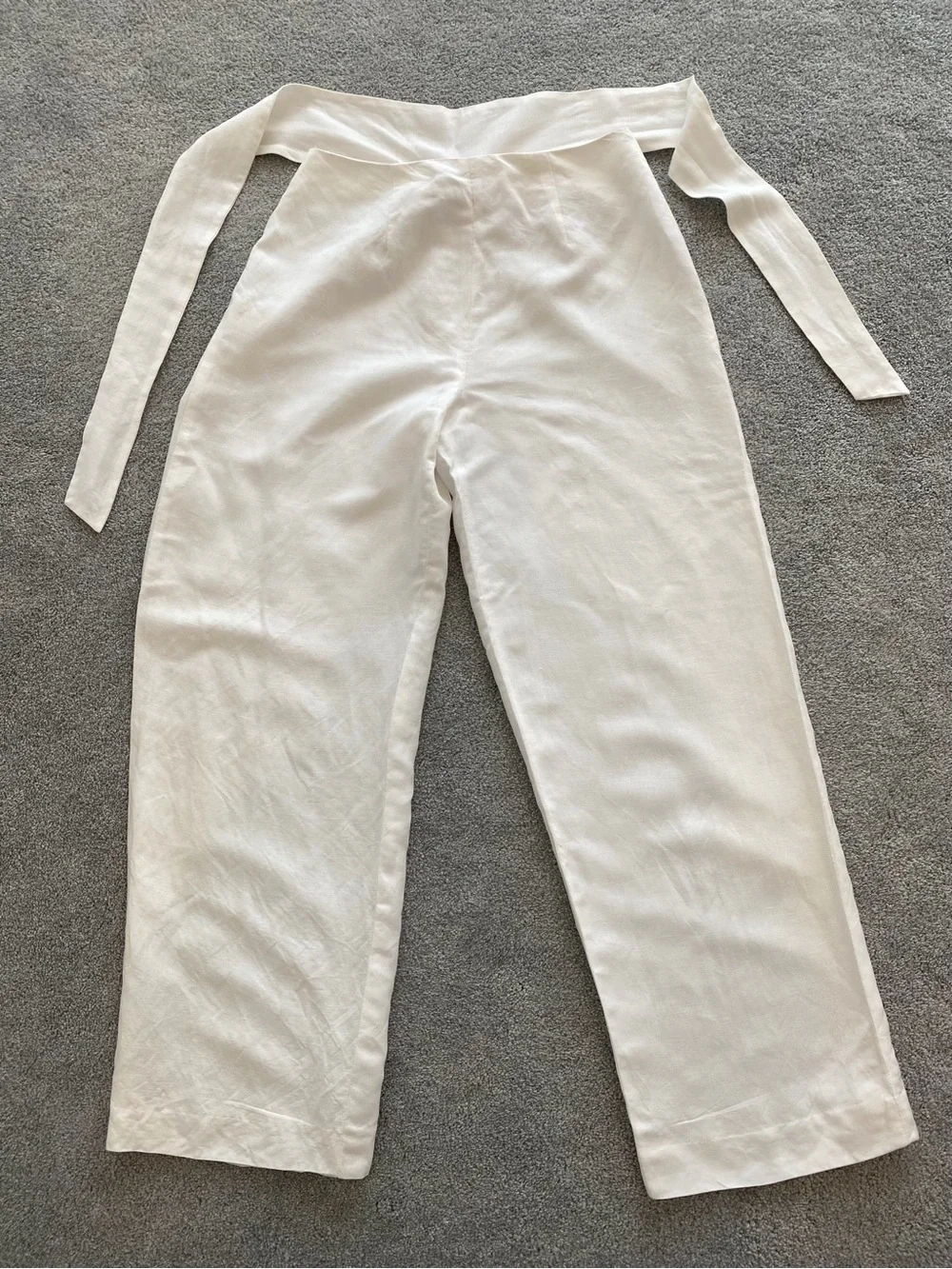 Beautiful Linen Blend White Pants w/ Attached
Tie Belt, Lined, Size 6 - Picture 3 of 7